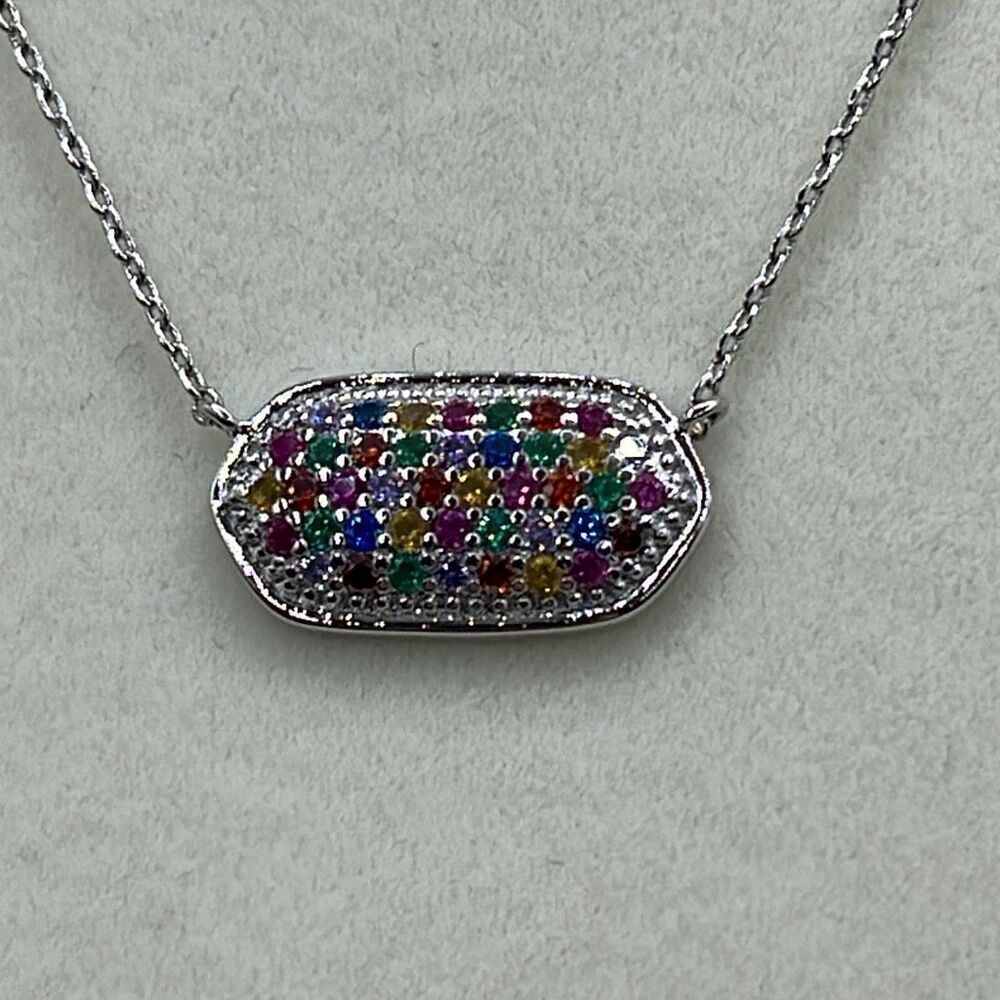 Fresh & Co CZ white gold dipped choker 15” & 2” extender
